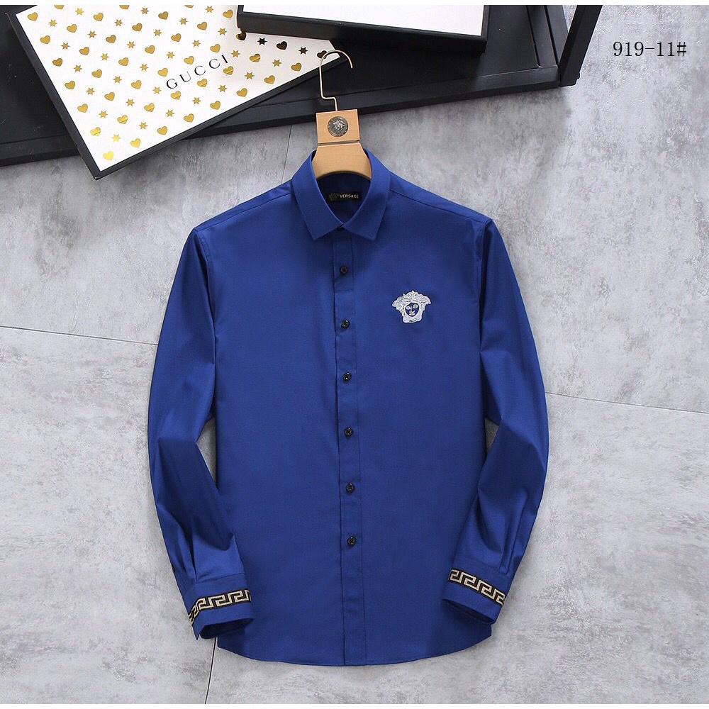 kemeja versace pria / atasan kemeja pria wanita / kemeja unisex blue / kemeja casual lengan panjang 