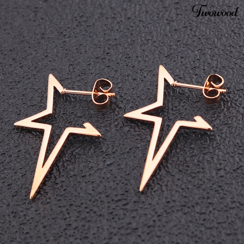 1 Pasang Anting Menjuntai Bentuk Pentagram Bahan Alloy Gaya Hip hop Untuk Wanita