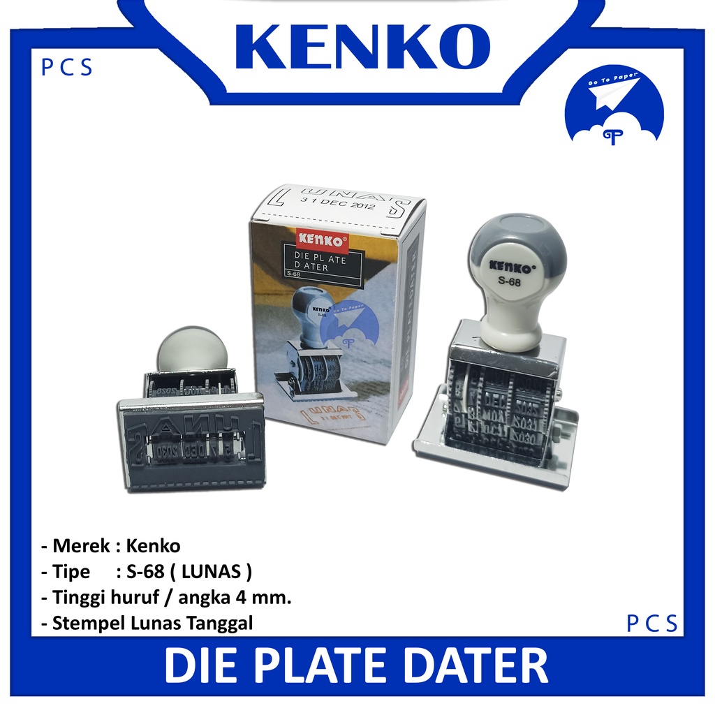 

Kenko Cap Stamp Die Plate Dater S - 68 LUNAS -Pcs