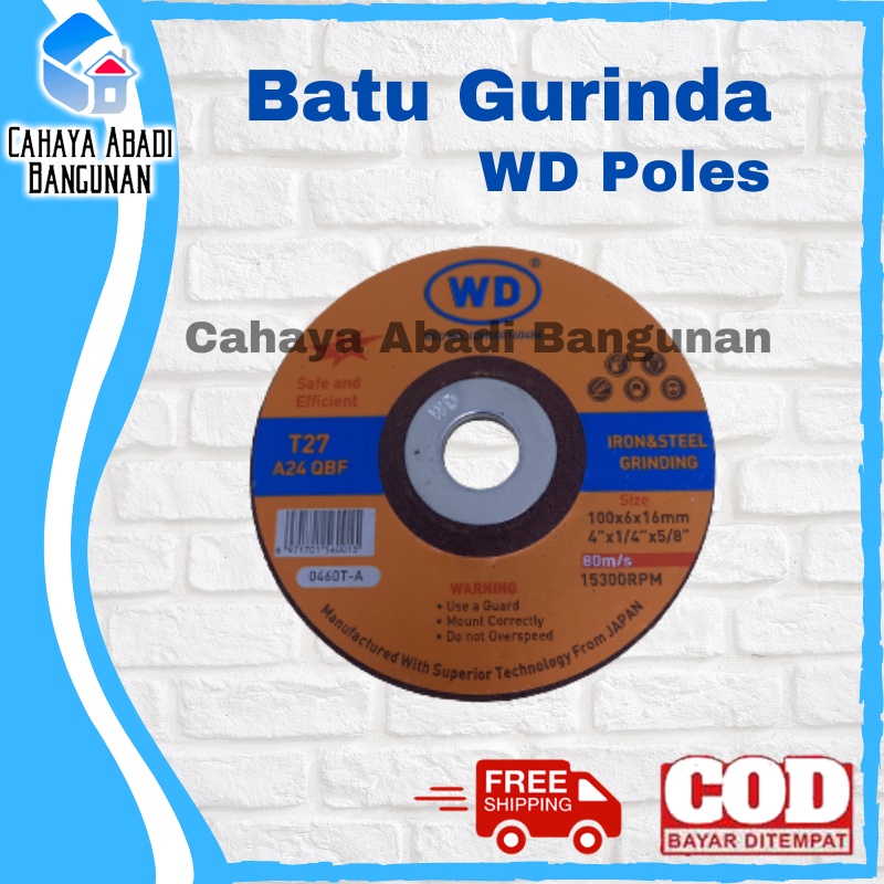 Batu Gurinda / Gerinda Poles / Slep / Asah WD 4&quot; x 6mm / 4 inch / 4x6