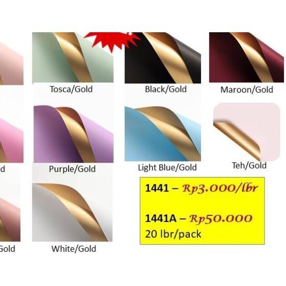 

20lbr flower wrapping paper - bi color golden cellophane 1441A - pink/gold
