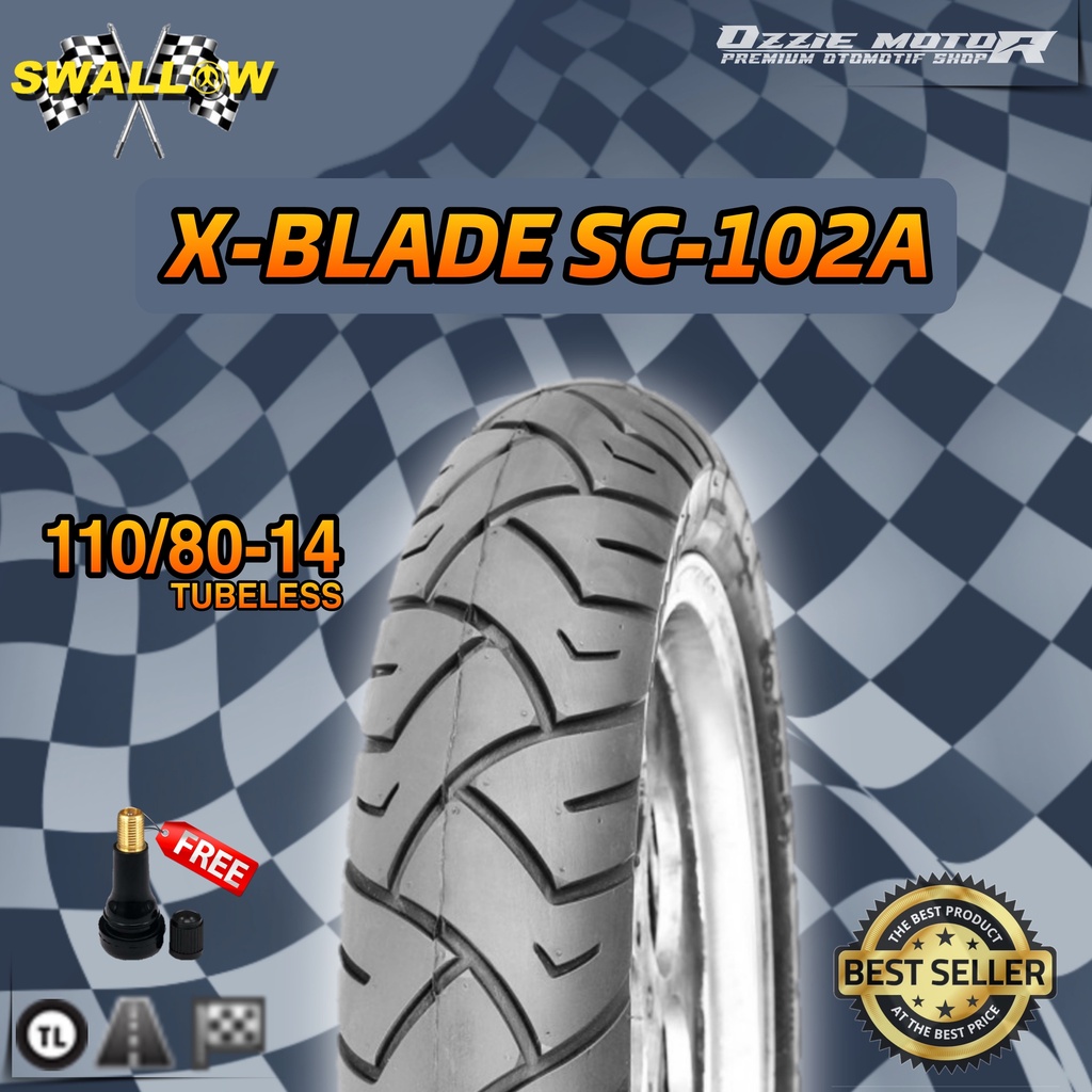 SWALLOW X BLADE SC-102 BAN TUBELESS RING 14 UKURAN 70/90-14 | 80/90-14 | 90/90-14 | 100/80-14 | 100/90-14 | 110/80-14 | 120/80-14 BAN MATIC BEAT VARIO MIO LEXY PCX