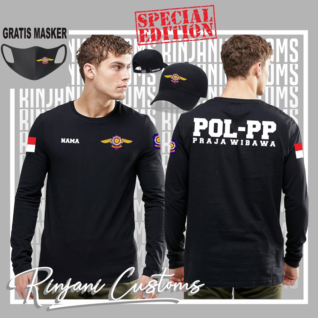 KAOS POL PP GRATIS NAMA DAN MASKER-KAOS POLISI PAMONG PRAJA-KAOS SATPOL PP