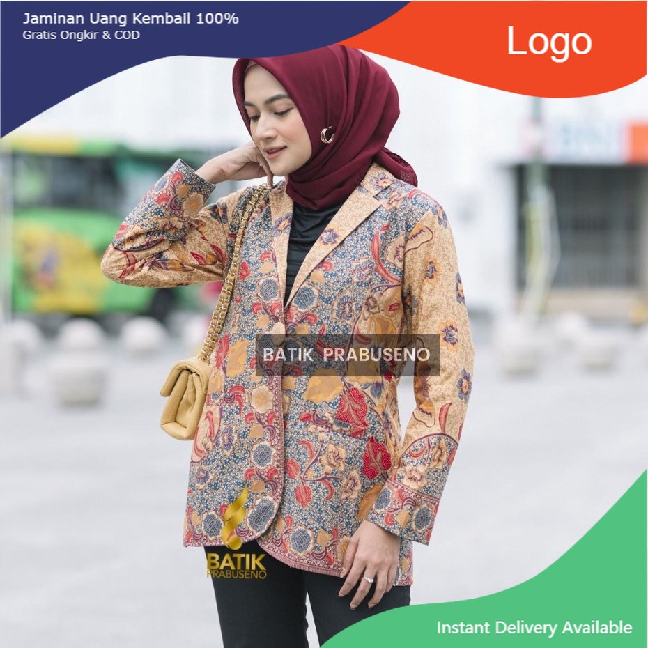 Atasan Tradisional Batik Prabuseno Original Motif NADHIRA Blazer Batik Wanita Lengan Panjang Model kikinian stylish dan elagan cocok buat kerja dan kondangan.