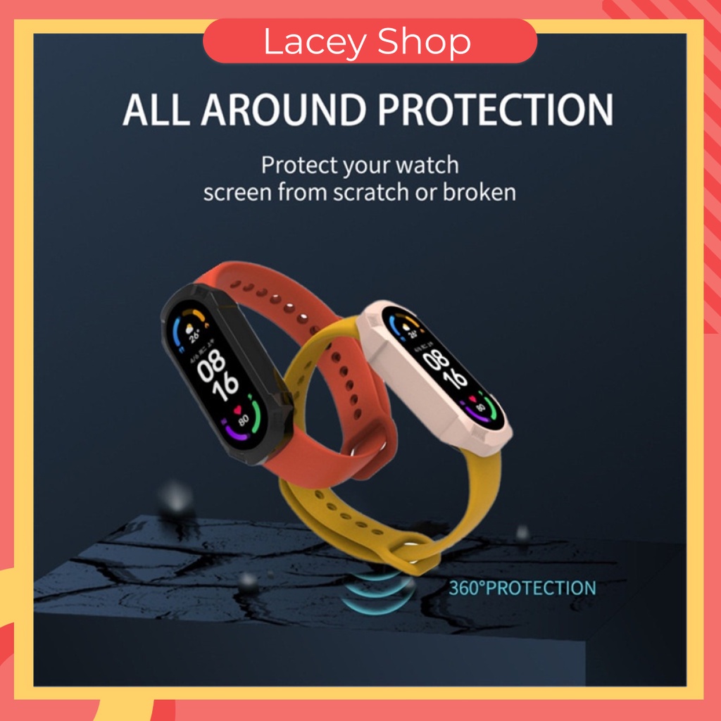 Hard Case Xiaomi Band 4 5 6 with Tempered Glass / Miband Full Screen Protector