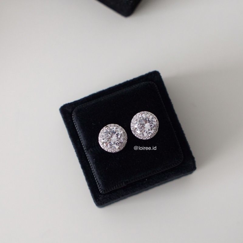 DIANA | Luxe Collection - Zirconia Round Halo Daily Stud Earrings - Anting Wanita