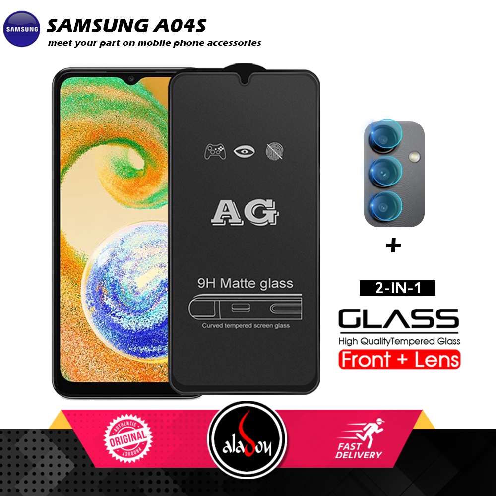 Samsung A04S PAKET 2IN1 Tempered Glass Matte Anti Glare Full Layar dan Tempered Glass Kamera