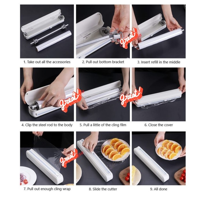 Dispenser Plastik Cling Wrap Alat Pemotong Cutter Plastik Foil Makanan