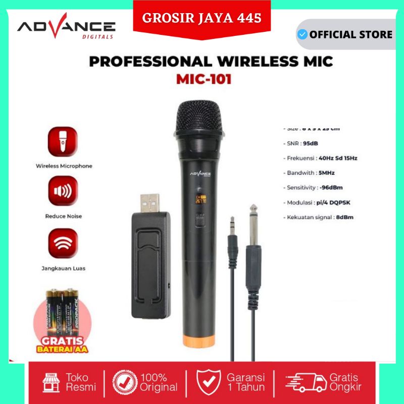 MICROPHONE WIRELESS ADVANCE MIC-101 TANPA KABEL MIKROFON KARAOKE