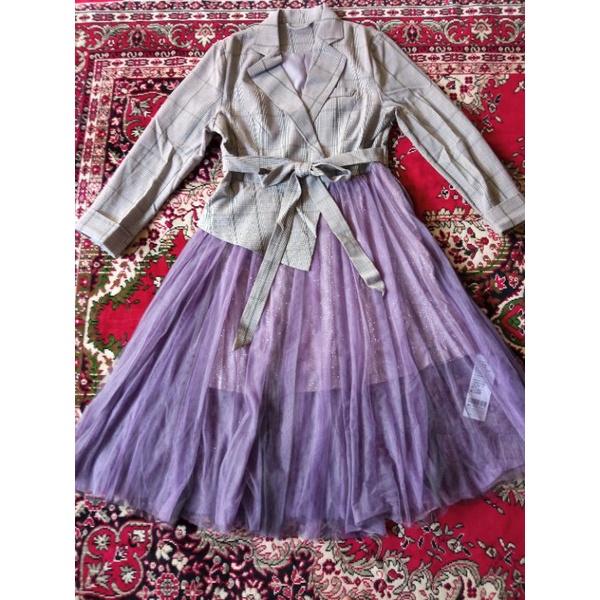 DRESS KOREA BAHAN JAS MIX TILE TEBAL BERKUALITAS