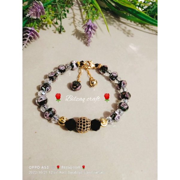gelang kristal morano lapis emas