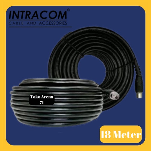 Kabel Antena TV INTRACOM 18M FULL Plus Jek Konektor Ke TV Berkualitas 18 Meter INTRA COM Coaxial Cable Set Top Box STB DIGITAL Atau Antenna Biasa Parabola Receiver Kabel Tebal Kualitas Bagus