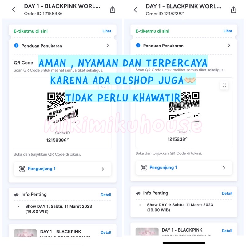 SECURED TIKET KONSER BLACKPINK BORN PINK IN JAKARTA CAT 1 2 3 4 VIP PLATINUM TICKET BLACKPINK DAY 1 
