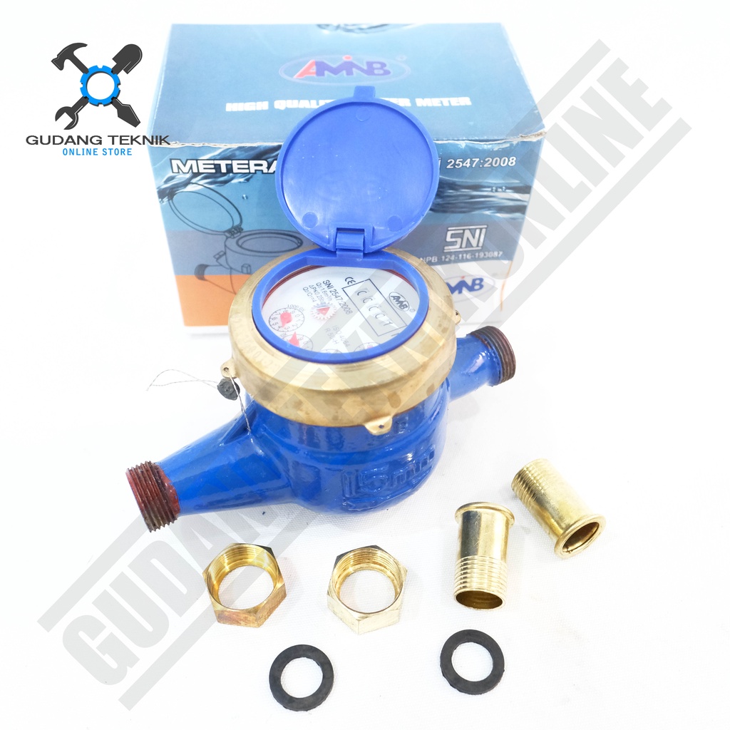 Meteran Air Jarum 4 1/2&quot; Body BESI AMNB / Water Meter Ledeng Pdam 0.5 Inch SNI AMNB Bodi BESI AMINB