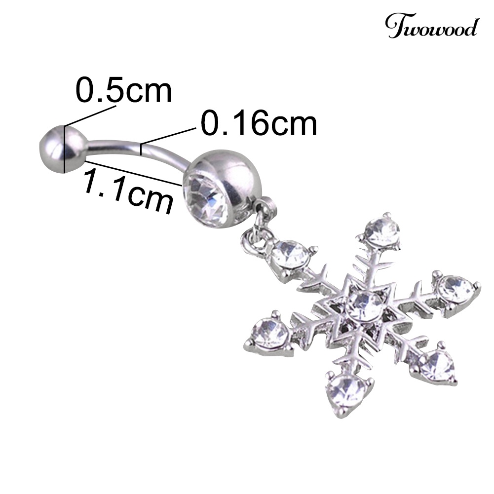 Cincin Tindik Pusar Model Menjuntai Desain Snowflake Untuk Wanita