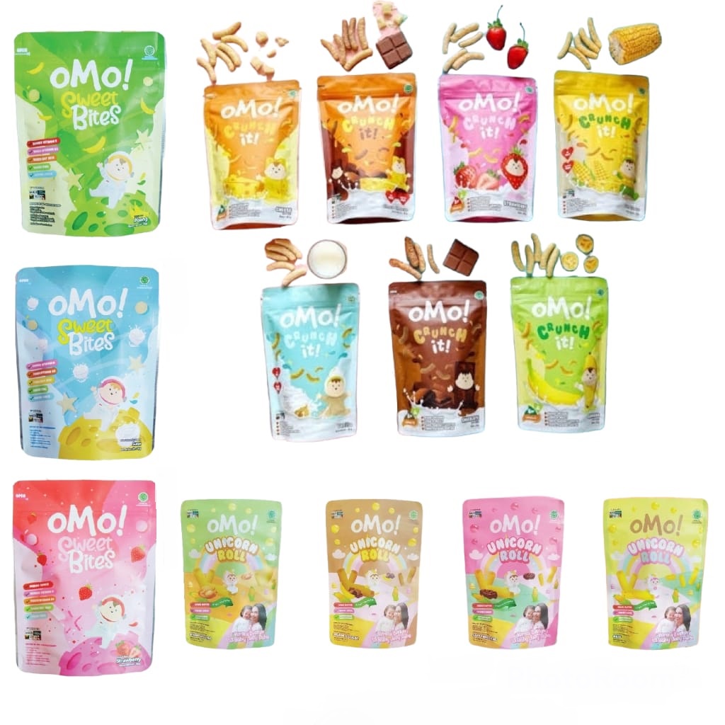 OMO MURAH SNACK CRUNCH IT / SWEET BITES / UNICORN ROLL SNACK SEHAT BAYI ANAK / HEALTHY SNACK OMO! CRUNCHIES A1B2C3