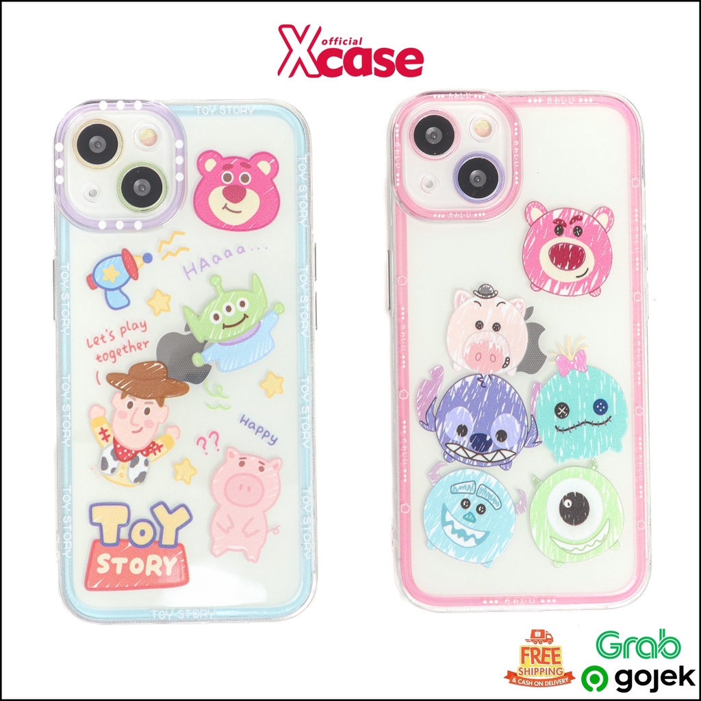 Clear Soft Case Cartoon 2 Motif Tsum Tsum and Toy Story Full Lenscover For iPhone 7 8 SE 7+ 8+ X XR XS 11 12 13 Mini Pro Max