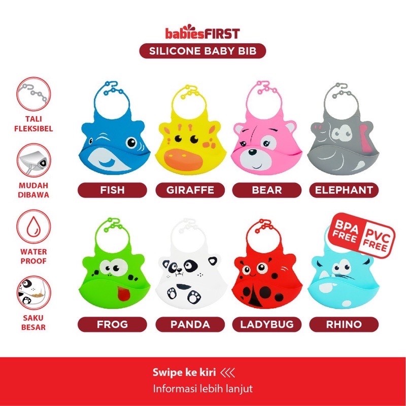 BabiesFirst Silicone Baby Bib / Celemek Makan Bayi / Slabber Karet Anak / Celemek Bayi 6month+