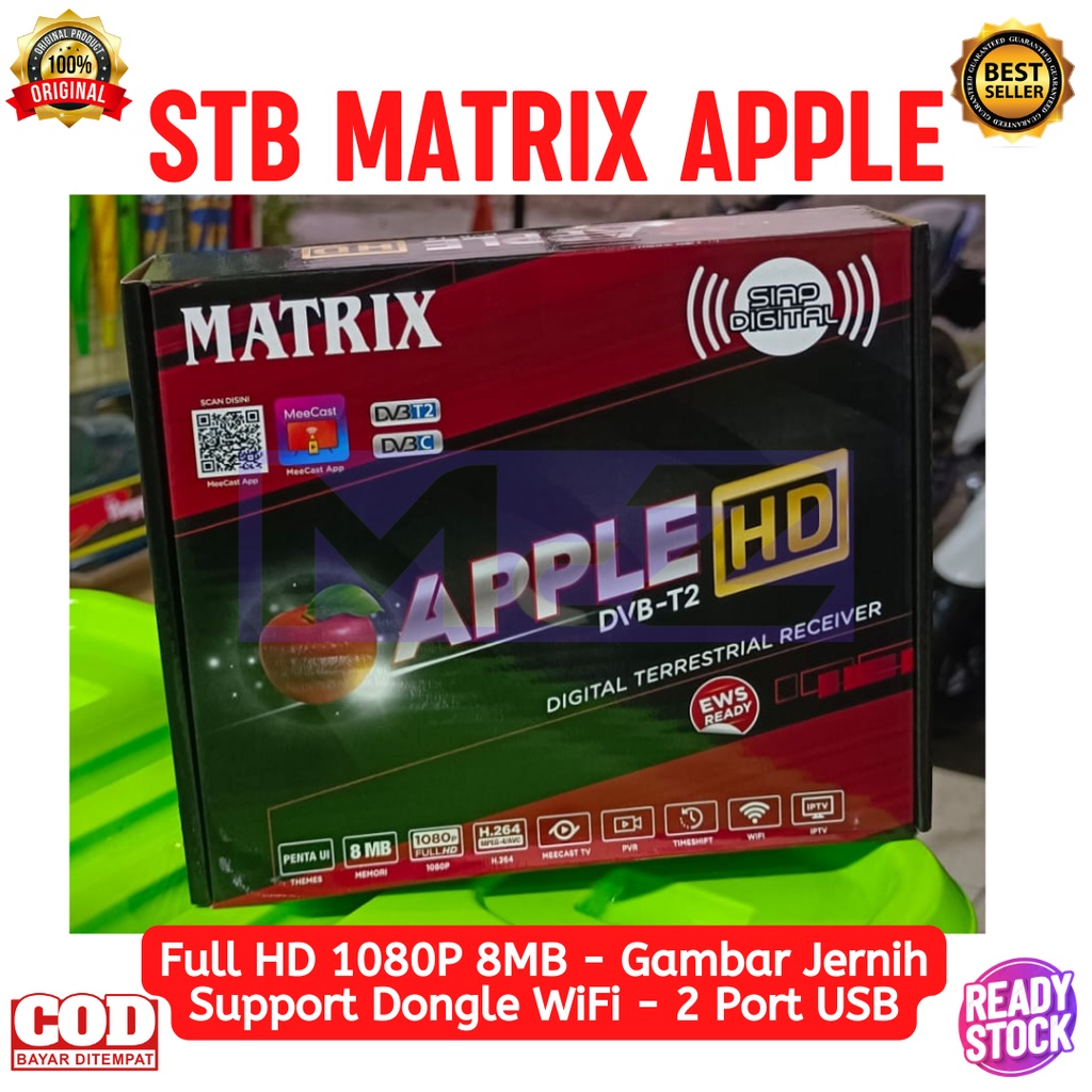 Set TV Box Digital Matrix Apple DVB-T2 8MB 1080 Full HD TV Digital Receiver Free HDMI - STB Bisa Yut