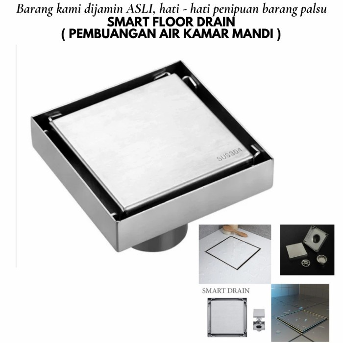Saringan Pembuangan Air Kamar Mandi Saringan Got Floor Smart Drain Black Hitam