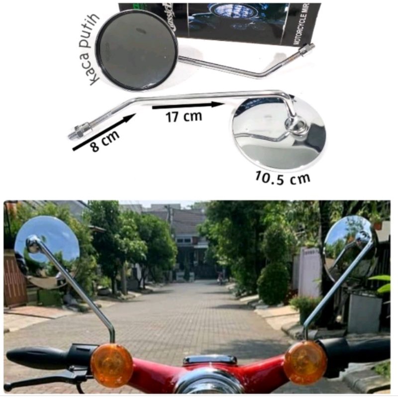 SPION PESPA TANGKAI PANJANG/HONDA/YAMAHA PNP UNIVERSAL MOTOR HONDA/YAMAHA MODEL BULAT CLASIC RETRO BULAT SPION PESPA