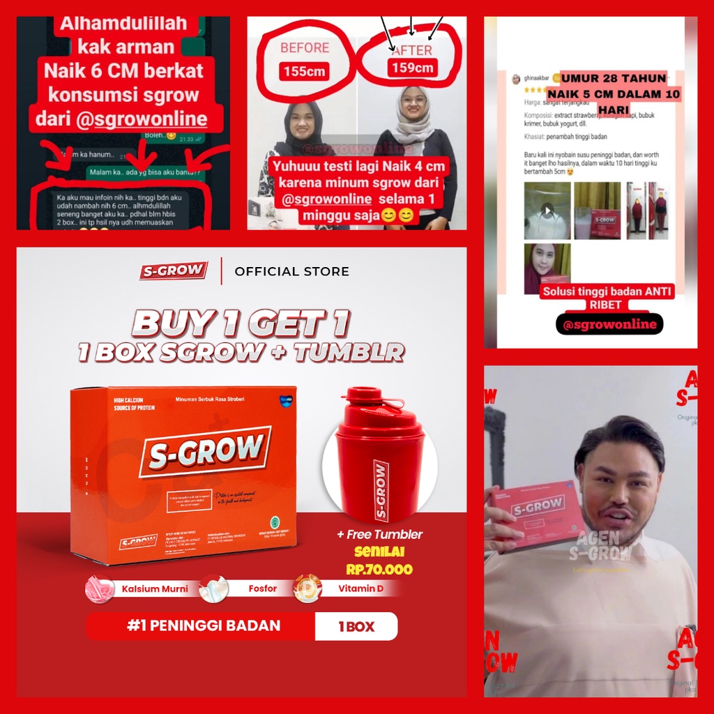 Original SGROW PENINGGI BADAN 100% ORIGINAL/BISA COD FREE TUMBLER Kemasan Baru