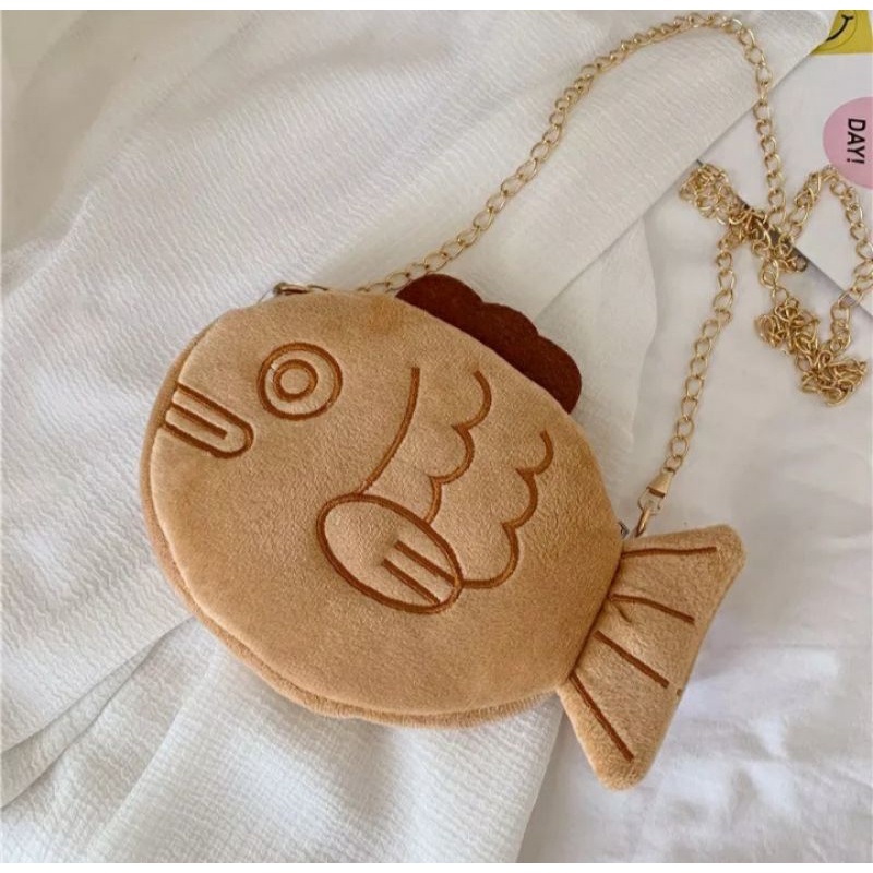 dem_sare / DS1177  KOIIE Tas Selempang Boneka ikan Tas Bulu Lucu tali rantai Unik kekinian Tas bulu korean style