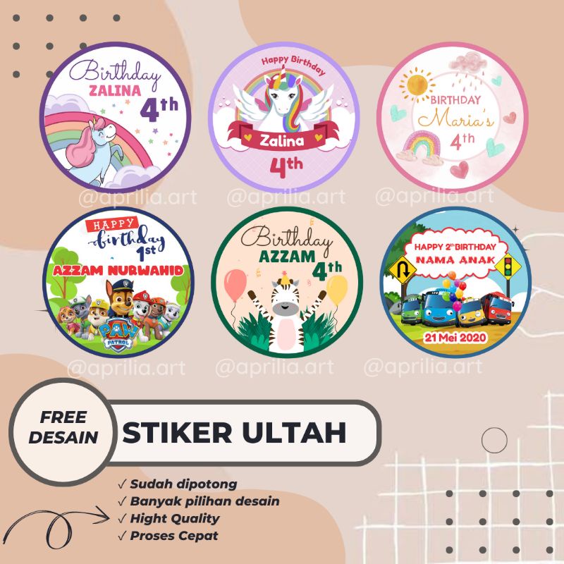 

Stiker Ultah Anak / Stiker Nasi Kotak / Sticker Bento custom murah