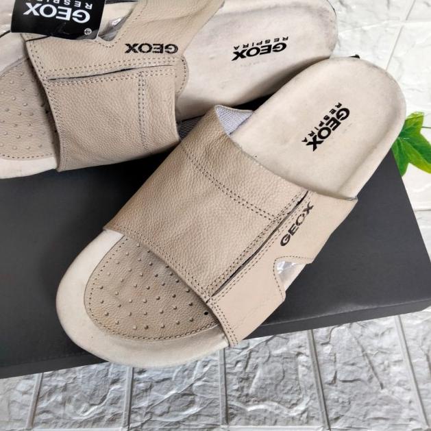 Sendal Pria Sendal kulit Sendal Casual Geox Original -sandal slop pria - kusus partai, Hitam