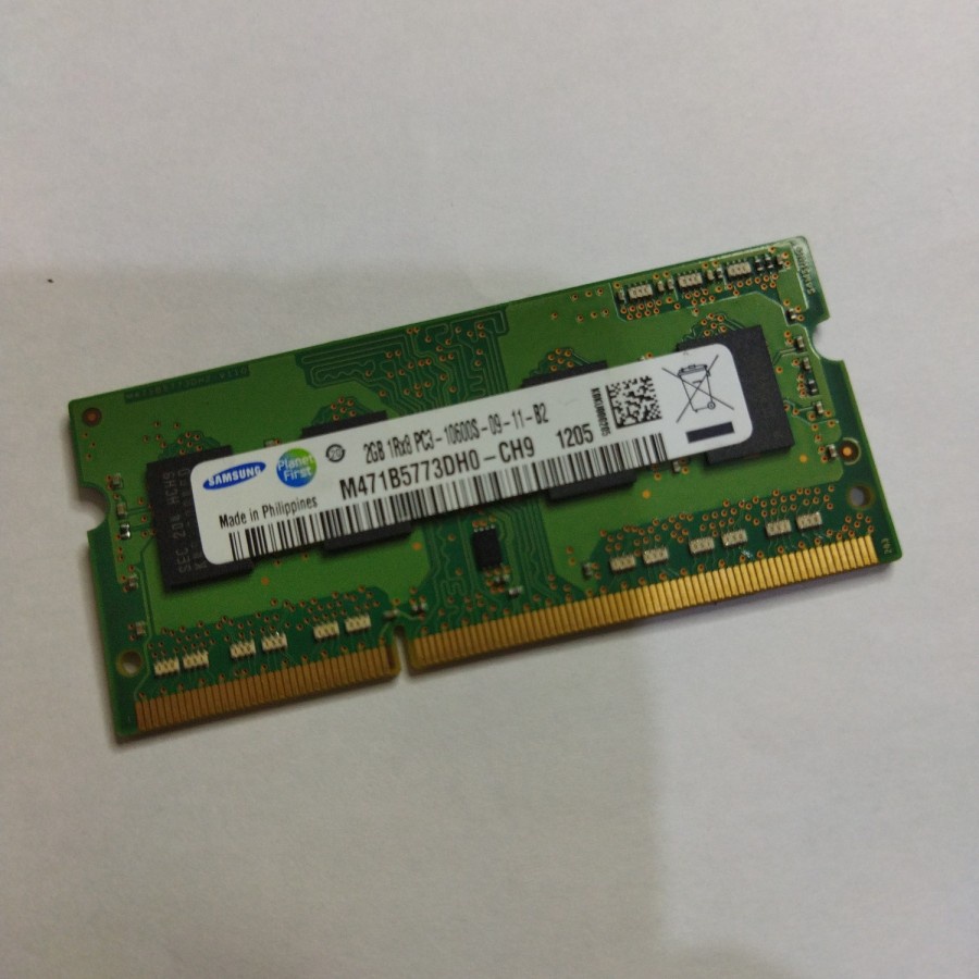 Ram Laptop 2gb ddr3 PC3 10600 kondisi bekas Merek Samsung