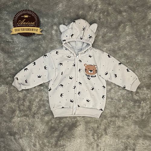 Jaket Bayi Hoodie Motif Mahkota 2-12 Bulan