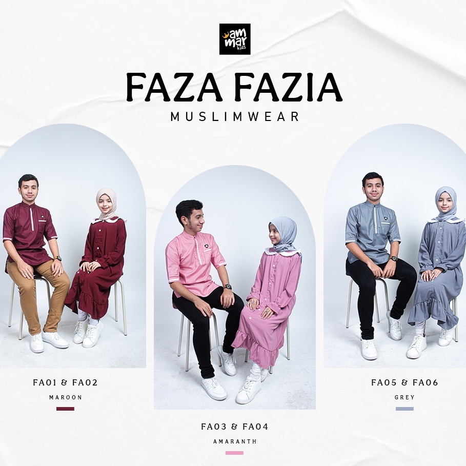 Busana Muslim Baju Couple Anak Perempuan dan Laki Laki Dress Gamis dan Kemeja Koko Kurta Faza Fazia Muslimwear By Ammarkids