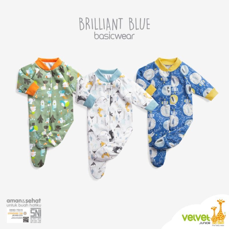 Velvet Baju Kodok (Satuan) Panjang / Sleepsuit Bayi Newborn