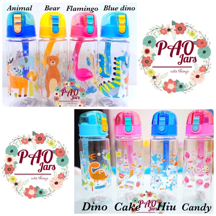 Botol minum teguk gambar dino / botol minum dino / botol minum smiggle