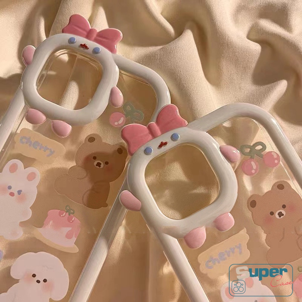 3d Bow Monster Lensa Kartun Cherry Bear Kelinci Soft Case Samsung A14 A32 A04 A12 A04E A23 A50s A30s A03 A52s A31 A13 A03s A53 A52 A53 A22 A51 M22 A21s A33 A73 A02s A04s A11 A71 M32