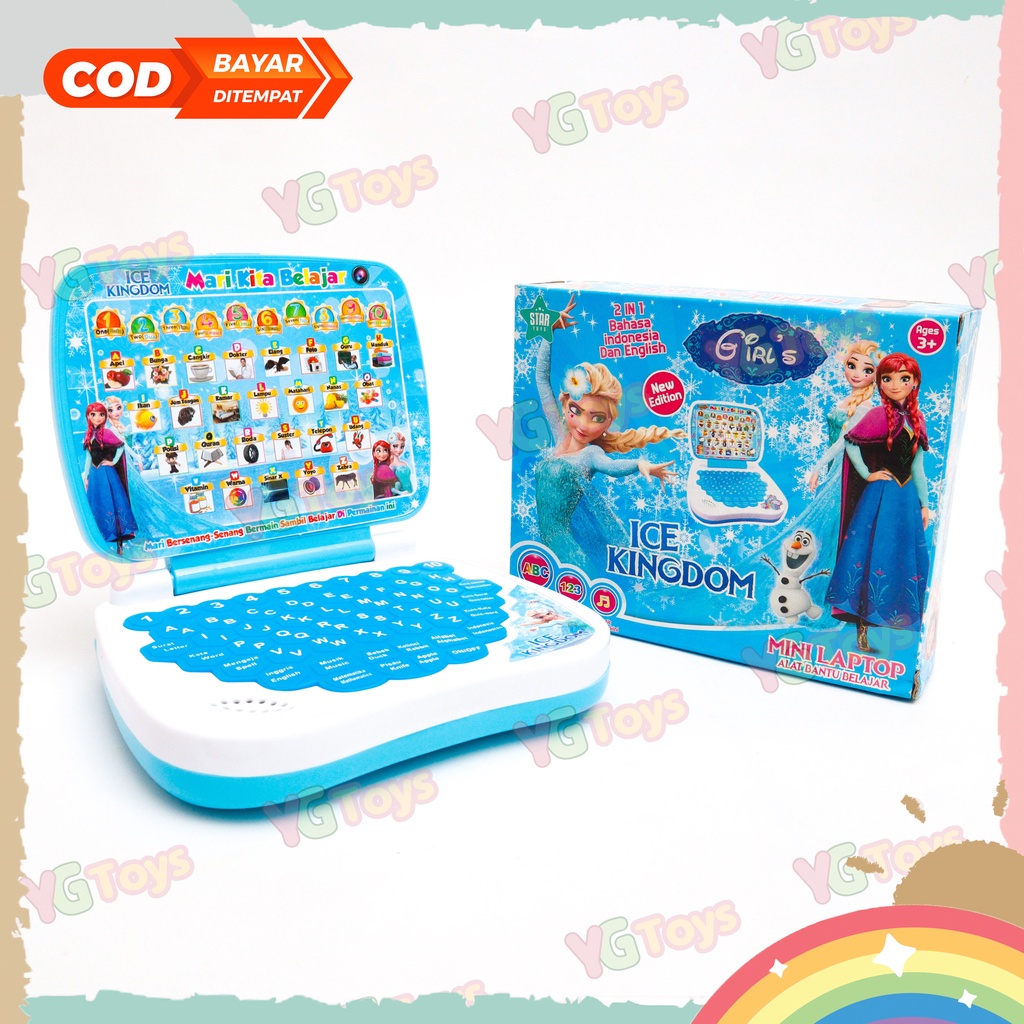 YGToys Mainan Laptop Edukasi Anak Tanpa Layar Belajar 2 Bahasa Matematika Menghitung Musik Karakter