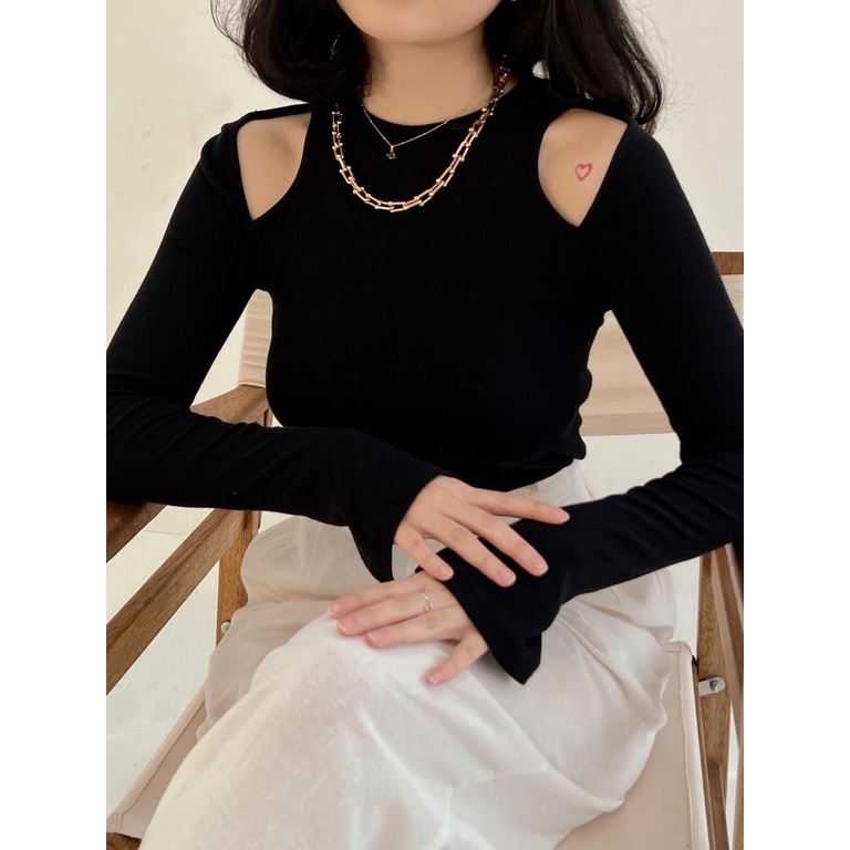Nabi Top - Longsleeve 001 Basic Colour - Baju Atasan Rib Knit Import - Aeri Top - NKD