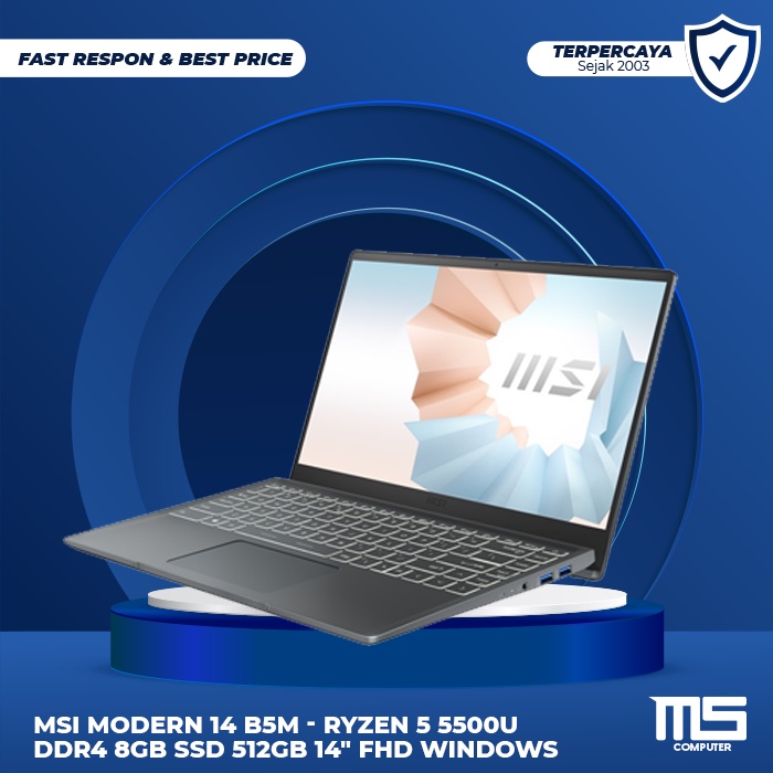 MSI MODERN 14 B5M - Ryzen 5 5500U DDR4 8GB SSD 512GB 14" FHD WINDOWS