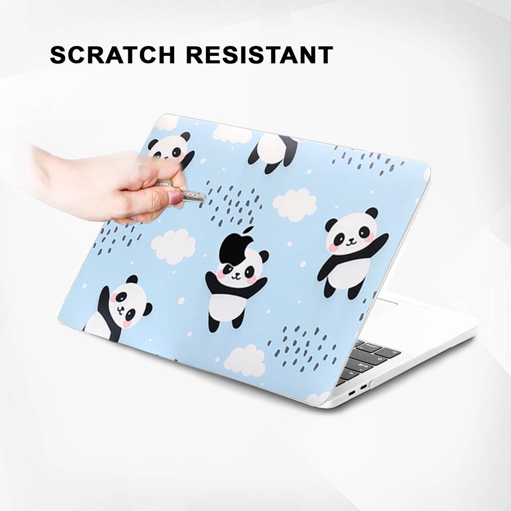 Case Casing Protective Pelindung Laptop Macbook Air Pro 13 M1 M2 2017 2018 2019 2020 2021 A1932 A2179 A2337 A1706 A1708 A1989 A2159 A2251 A2289 A2338 A2681 Gambar Kartun Panda Warna Biru Blue Motif Lucu Hardcase Murah