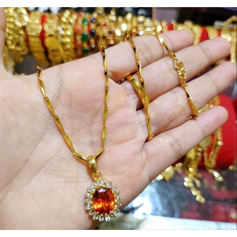 kalung sepuh emas 24.k kristal
