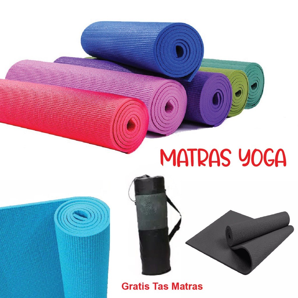 BEST SELLER Matras Yoga Premium TEBEL 5mm x 63cm x 171cm dan Anti Slip Murah FREE TAS  Hexagon Matras Olahraga -COD