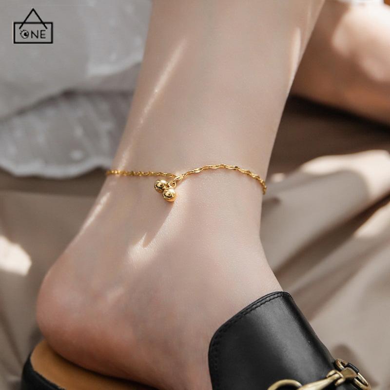 COD❤️Anklet Emas 18K Wanita Titanium Steel Fairy Sederhana Tidak Memudar Rantai Tipis-A.one