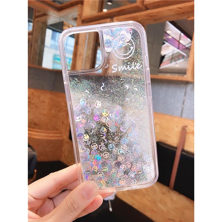 [TPC] Soft Case Iphone Transparant Glitter Sand Smile Cute Korean Silicone Soft Case SAND SMILE FULL COVER IPHONE6 6S 7 8 PLUS X XS MAX XR 11 12 13 PRO PROMAX IP059