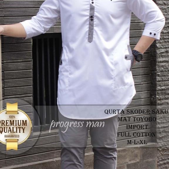 Beli baju kurta / baju koko / kurta pakistan / baju muslim / putih - Putih, M