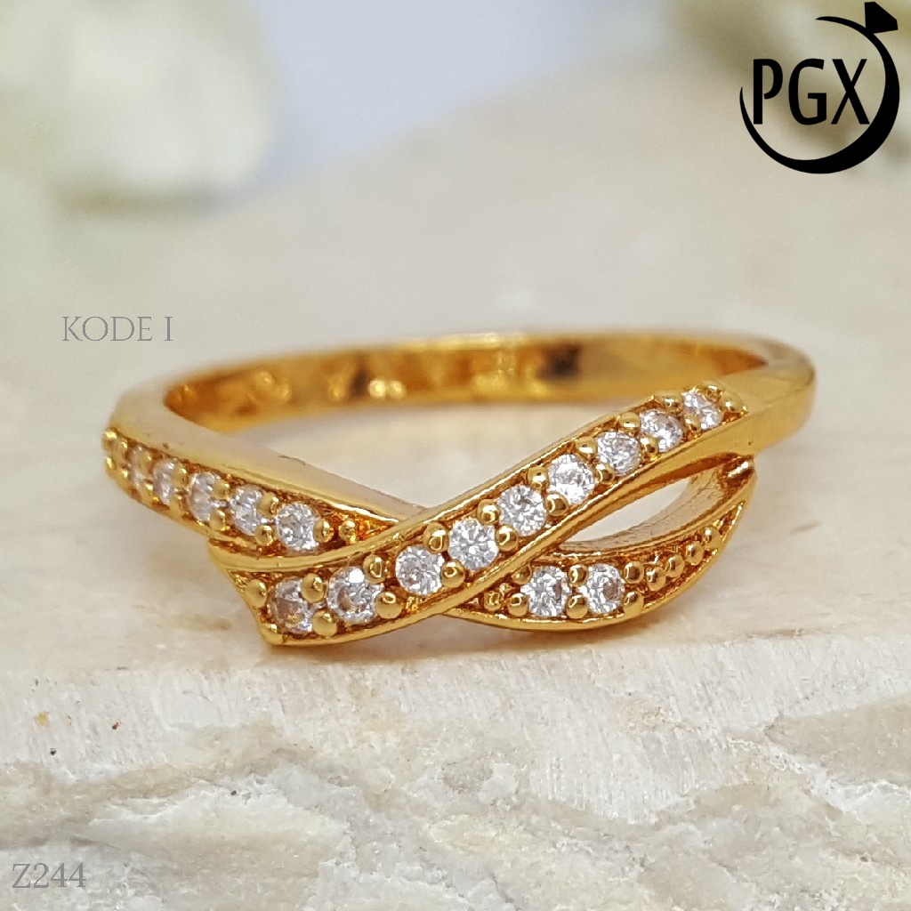 PGX Cincin Xuping Wanita Perhiasan Lapis Emas Aksesoris Fashion Premium - Z244