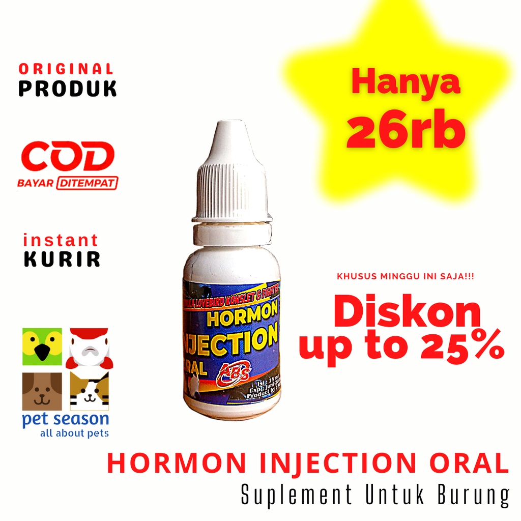 VITAMIN LOVEBIRD LOMBA HORMON INJECTION ABS UNTUK LB | FIGHTER |  KONSLET | GACOR DURASI PANJANG