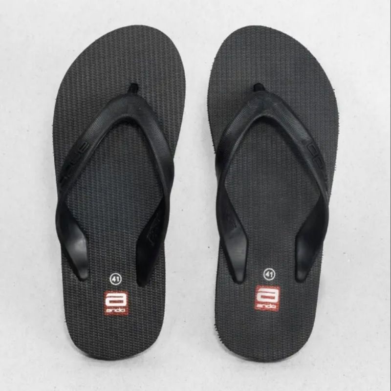 Sandal jepit ando hawai pria tali besar - Hitam