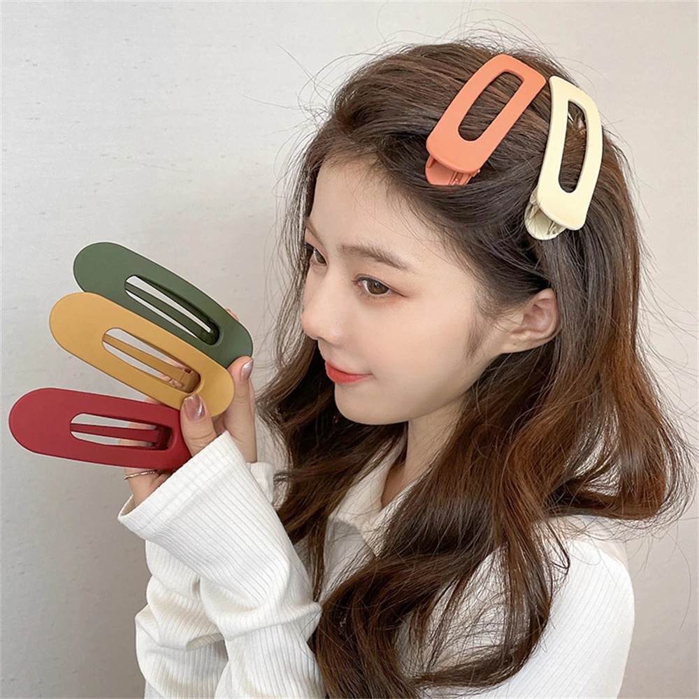 Frosted Korea Duckbill Jepit Rambut Wanita BB Jepitan Fashion Besar Klip Rambut Warna Solid Manis Poni Akrilik Gadis Wanita Bergigi Non-slip Elegan Aksesoris Rambut