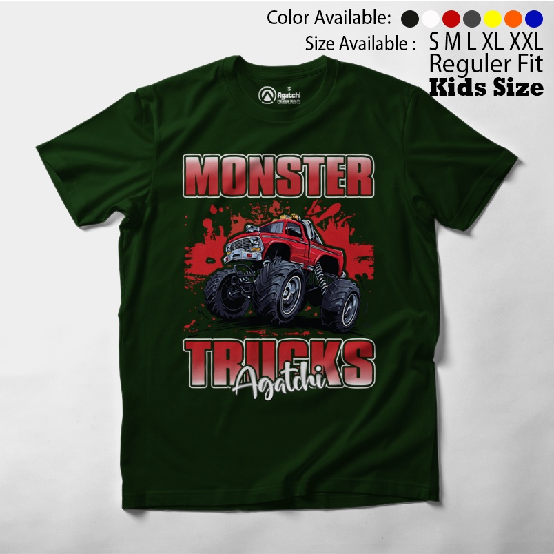 Baju Kaos Atasan Anak Laki - Laki Motif Monster Truck V2