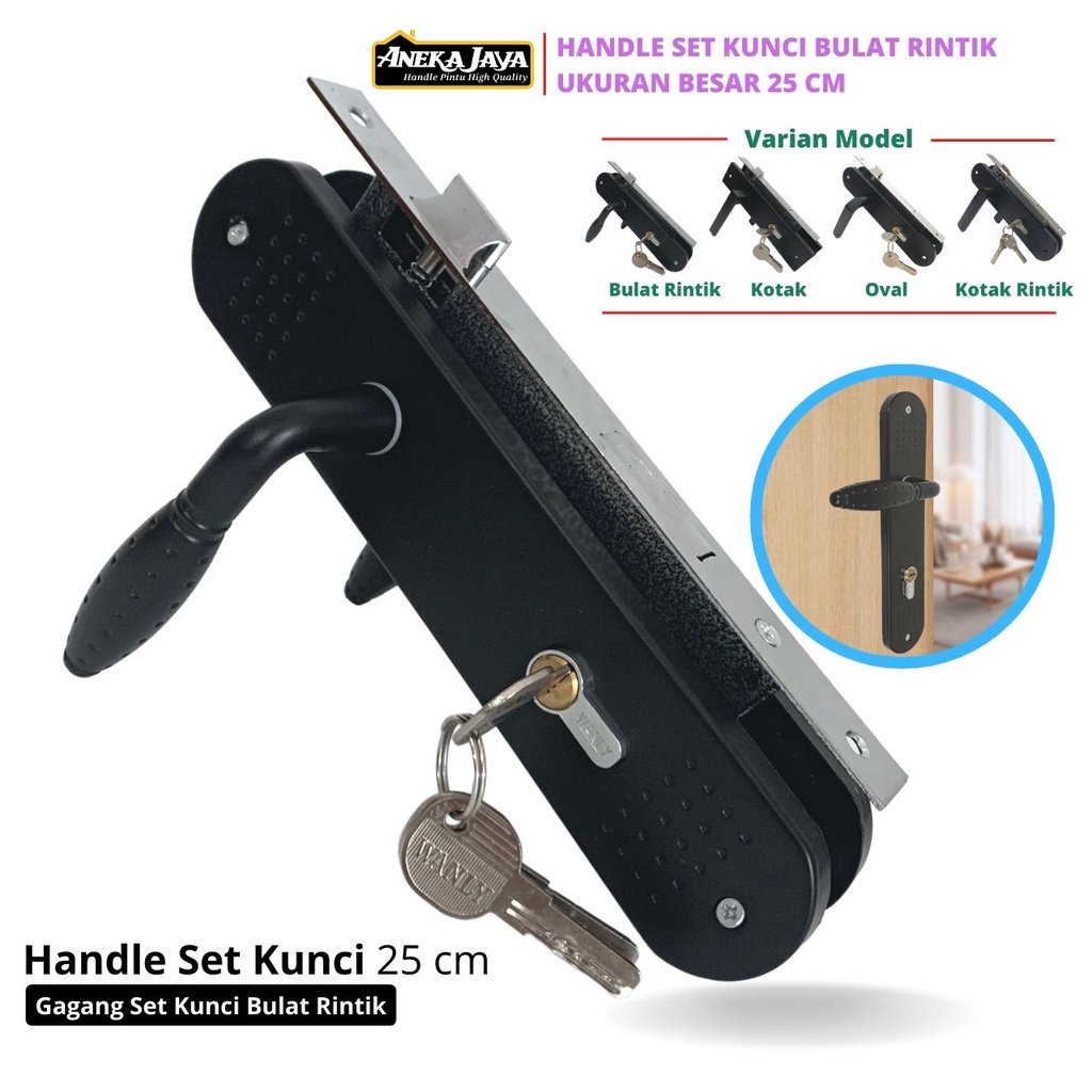 Handle Kunci Pintu Rumah Gaya Eropa Hitam Set BESAR Ukuran 25 cm Minimalis Gagang Tarikan Stainlees